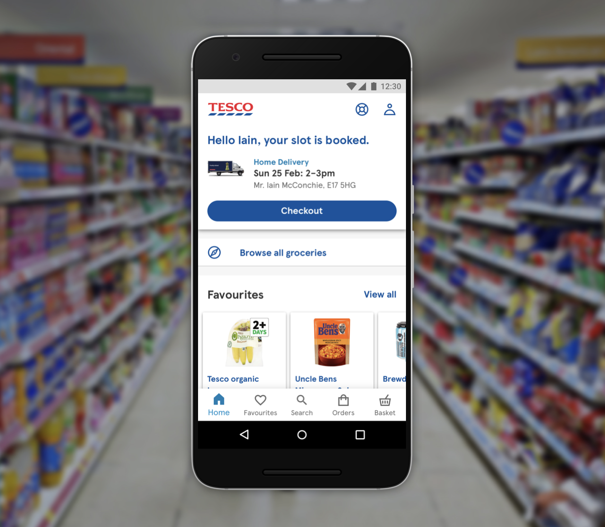 Tesco app screen