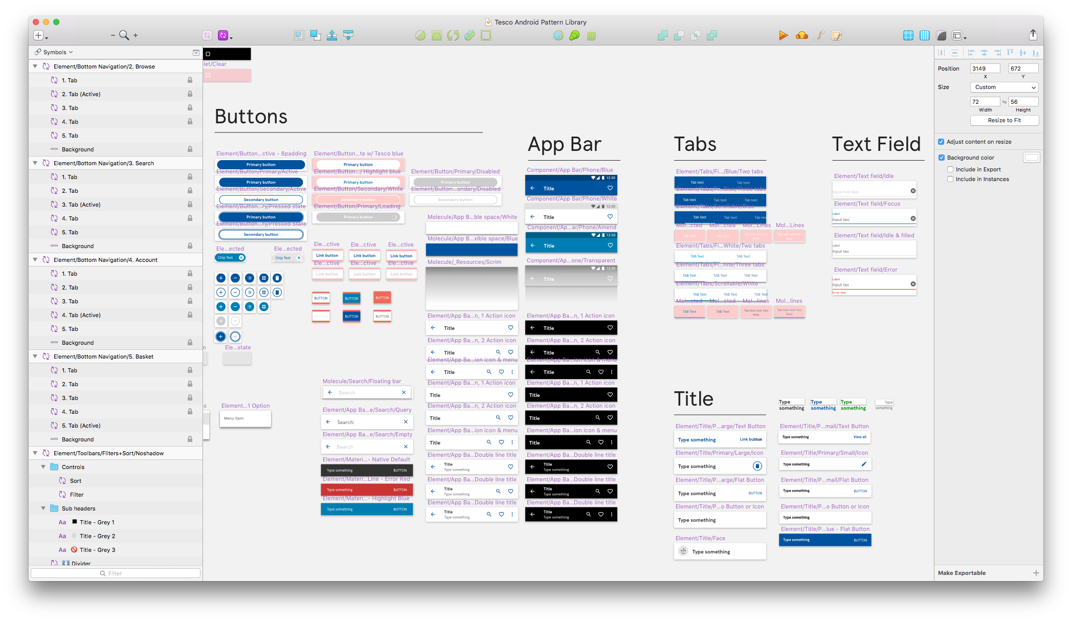 Screenshot of the Tesco pattern library